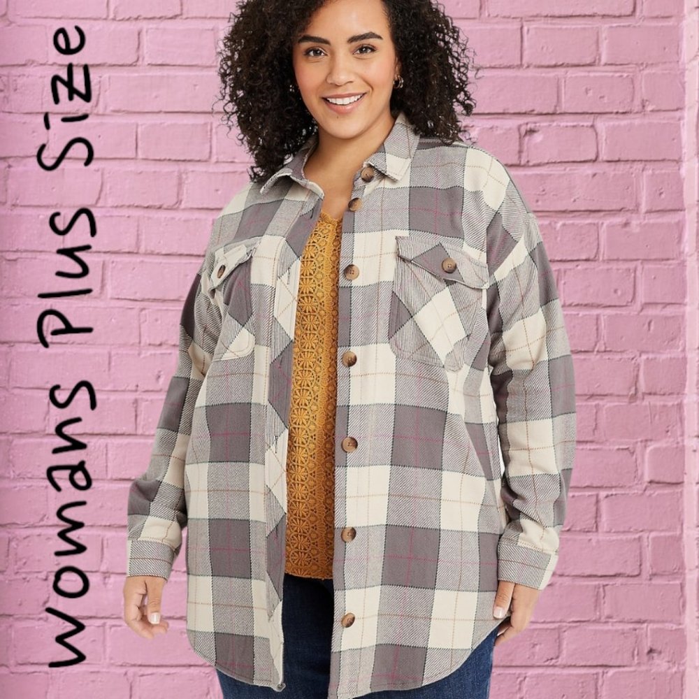 NWT MAURICES Plaid Heavy Duty Shacket Size M( 1 or 2X) NWT